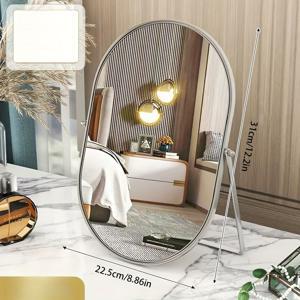 TEMU 360도 회전 철제 프레임 오벌형 메이크업 거울. 골드, 실버, 블랙 고화질 거울. 모던하고 심플한 스타일. 실용적인 메이크업과 홈 데코의 완벽한 조합
