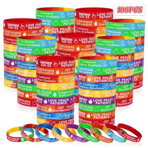 TEMU 그녀/그를 위한 선물 성령의 열매 팔찌 100개입 영감을 주는 성경 구절 기독교 대량 종교 손목 밴드 선물 장식 - 가정용품, 행사 및 파티 용품, 파티 소품 선물, 파티 주얼리 선물 패키지, 팔찌 파티 선물 패키지