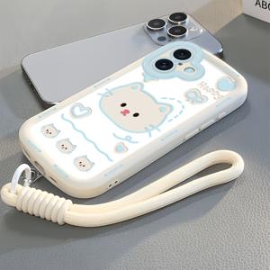 TEMU 휴대폰 케이스 - 1개 귀여운 고양이 패턴 휴대폰 케이스, 매달린 로프 풀커버 낙하 방지 휴대폰 케이스 보호 커버, 아이폰 17 16 15 14 13 12 휴대폰 케이스/11 Pro Max/Plus/X/8/7 포함 적합/인기 생일 선물 비즈니스 선물 내구성