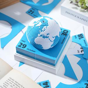 TEMU 2026타임피스 캘린더 3D 지구 뜯어내는 메모패드, 투명 플라스틱 방진 커버 포함 365일 기획 달력, 크리스마스 선물 & 새해 선물, 학교, 가정, 사무실용