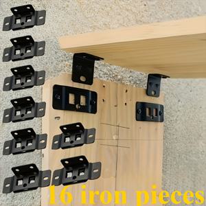 TEMU 16개 메탈 대형 두꺼운 고정 버클 세트 (이중 사용 인서트 포함), 가구 선반용 L자형 90도 커넥터, 가정 개선 하드웨어용 강화 브래킷, 복잡한 도구 없이 간편하게 설치 가능