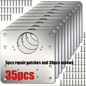 TEMU 35개 수리 플레이트 및 나사 키트 (5개 수리 플레이트, 30개 나사 포함) 캐비닛 힌지 수리 플레이트 (나사 포함), 캐비닛 옷장 문 강화, 녹 및 부식 방지, 사무실 다용도