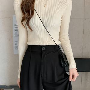 TEMU 세미 하이넥 슬림핏 긴소매 활용도 높은 베이스 레이어 탑 스웨터