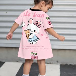 TEMU 신상 - 여아용 아기 스위트 Y2K 반팔 원피스, 스포츠 및 야외 활동에 적합, 부드럽고 피부 친화적인 통기성 원단으로 제작. 트렌디하고 달콤하며 첫돌 사진, 스트리트 스타일 의상에 완벽하며 내구성이 뛰어납니다.