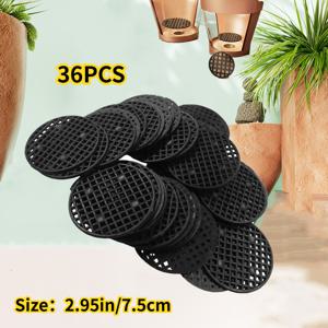 TEMU 36개 검정색 식물 배수 그리드 패드 | 다양한 크기로 제공 (토양 패드 및 원형 플라스틱 그리드 패드 포함), 실내 화분 식물 및 분재에 적합