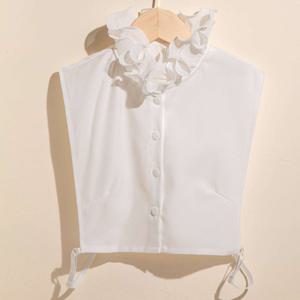 TEMU 더블 레이어 레이스 트림 칼라 칼라 프릴 Dickie Collar 분리형 스탠드 업 칼라 여성용