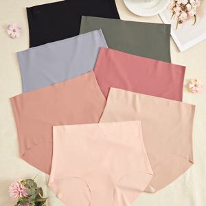 TEMU 여성용 하이웨이스트 무봉제 삼각형 속옷 7팩 - 부드럽고 통기성 좋은 원단, 캐주얼 착용을 위한 우아한 편안함, 고급스러운 색상 7가지