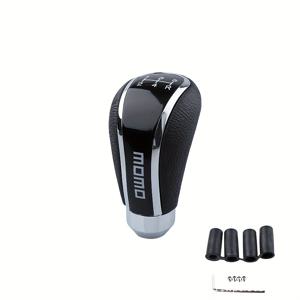 TEMU 5단 PU 가죽 자동차 기어 시프트 노브 기어 스틱 수동 변속기 자동 시프터 레버 블랙 실버리