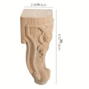 TEMU 유럽 스타일 고체 목재 조각 장식 소파 의자 오토만 러브시트 커피 테이블 캐비닛용 나무 가구 다리 교체용 발 4개, 12x6cm/4.72인치x2.36인치