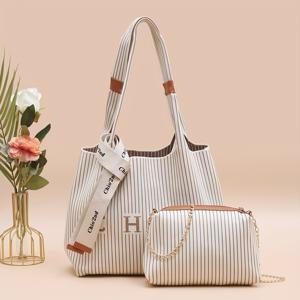 TEMU 대용량 가방 여성용 2세 부직포 셔터 피트 가방 2026년 여름 신상 엄마 어깨 가방 고급 토트백 어버이날 선물 가방 투피스 세트