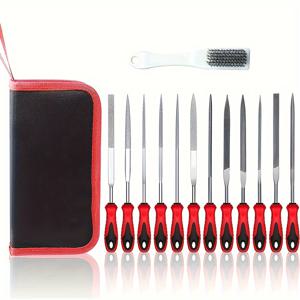TEMU 13개/57개 금속 및 파일 세트, T12 등급 강철 합금, 반원형/원형/삼각형/평면 4대 대형 도구, 14개针파일 및 전기파일 쌍, 브러시 및 36장 사포지.