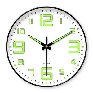 TEMU 세련된 화이트 원형 야광 벽시계. 조명 숫자와 손針이 특징이며, 조용한 배터리 작동 방식으로 거실, 침실, 주방 및 사무실 장식에 이상적입니다 (배터리 미포함)