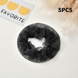 TEMU 여성용 발레 스케이팅 번 세트 5개, 통기성 탄성 헤어 네트