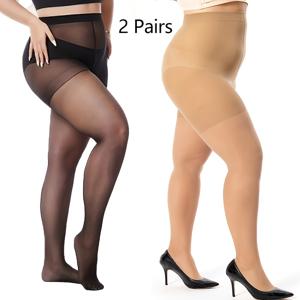 TEMU 1/2/3/4쌍 여성용 플러스 사이즈 시스루 팬티스타킹, 하이웨스트 컨트롤 탑 타이츠, 강화 발가락 소프트 블랙 양말, 통기성 얇은 데일리 스타킹, 여성 속옷 및 양말