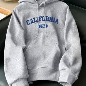 TEMU 캐주얼 후드 스웨트셔츠 CALIFORNIA USA 블루