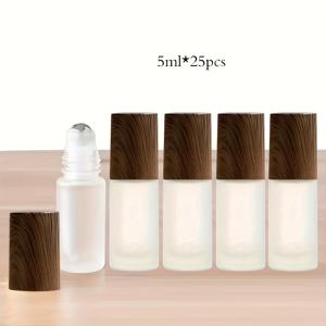 TEMU 필수 오일을 위한 여행용 보관 병 25개 세트. 스테인리스 스틸 청소 볼과 곡물 캡이 특징입니다. 이 리필 가능한 유리 향수 용기는 휴대 가능하며 0.34 Oz 및 0.17 Oz 사이즈로 제공됩니다.