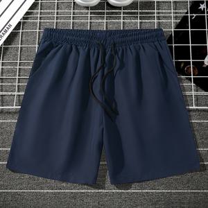 TEMU 네이비 블루 일본 단색 심플 캐주얼 반바지 남성용 스포츠 반바지 여름 얇은 루즈 DK001
