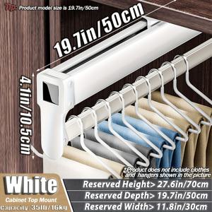 TEMU 조절 가능한 팬츠 행거가 있는 공간 절약형 풀 아웃 선반, 금속 라커드 마감, 다양한 방에 적합, 1 선반, 35 파운드/16 킬로그램 용량, 블랙과 화이트로 제공