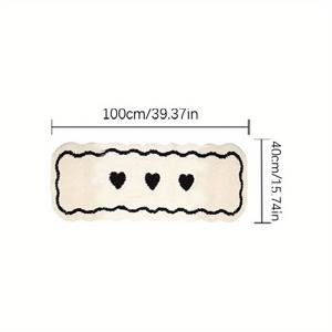 TEMU 인조 캐시미어 1000g+10mm 흑백 하트 패턴 침대 옆 러그, INS 스타일 거실 카펫, 침실 장식용 푹신하고 부드러운 러그, 도톰한 가정용 라운지 카펫, 비정형 서재/옷방 바닥 매트