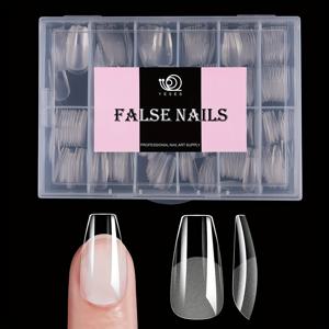 TEMU 240개 투명 미디엄 그라데이션 반무광 인조 네일 팁, 파일링 불필요