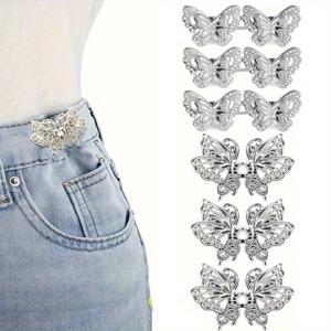 TEMU 나비 모양의 금속 청바지 단추 6쌍 - 쉽게 재봉할 수 없는 데님 허리 조절기, 즉각적인 사이즈 감소 및 확장기 완벽한 핏을 위한