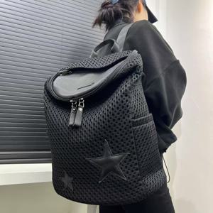 TEMU 여성용 경량 대용량 나일론 백팩 - 조절 가능한 스트랩, 지퍼 클로저, 캐주얼 여행 및 대학 가방 학교, 하이킹, 일상 출퇴근용 (블랙), 여행용 배낭