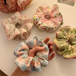 TEMU 4개입 숲 속 테마의 아름다운 플로럴 헤어 타이, 번 헤어스타일에 완벽, 우아한 헤어 밴드, 간편한 여름 추가, 달콤한 봄/여름 패브릭 헤어 장식