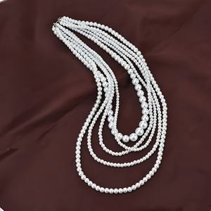 TEMU 여성용 스타일리시 멀티 레이어드 인조 진주 목걸이