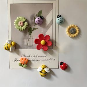 TEMU 9pcs 꽃, 벌, 여우 모양 냉장고 자석 - 귀여운 장식용 ABS 자석, 주방, 사무실, 백보드, 잠금장치 및 식기세척기용 - 크리스마스, 발렌타인데이, 추수감사절, 어머니의 날 및 졸업 선물용으로 완벽한 선택, 냉장고 자석