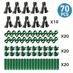 TEMU 식물 트렐리스용 조절식 클립 70개입, 플라스틱 재질, 정원에서 말뚝 연결에 적합, 커넥터 버클 디자인 (직경 11mm)