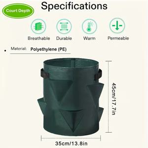 TEMU 8개의 측면 심기 포켓이 있는 딸기 식물 재배 가방, 손잡이가 달린 용기, 채소, 꽃, 허브 재배를 위한 접이식 및 내구성 있는 재배 가방