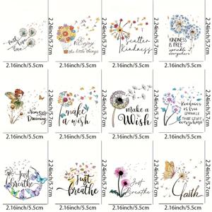 TEMU 민들레와 축복의 편지 UV DTF 전사지 12개 세트, 방수, 긁힘 방지, 할로우 효과, 머그, 커피컵, 16oz Libbey 유리컵, 휴대폰 케이스, 세라믹 머그, 40oz 물병, 컵랩, 기타, 자전거, 자동차 장식용지, 휴일 및 기념일 축복, 생일 선물용 (머그컵은 포함되지 않음)