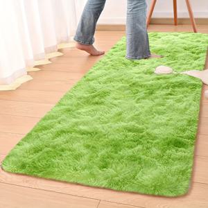 TEMU 1pc 부드러운 녹색 샤기 지역 매트 - 기계제조 폴리에스터, 직사각형, 건조 청소만, 침실, 거실 및 공부에 이상적 - 아버지의 날, 어머니의 날 및 졸업 선물에 완벽, 침실 장식 | 현대 가정 장식 | 내구성 바닥 커버, 녹색 지역