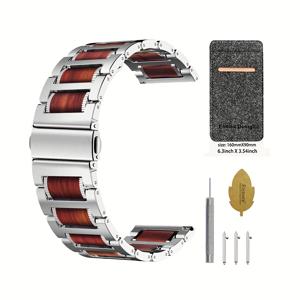 TEMU 스테인리스 스틸 우드 스트랩, 22mm 접이식 버클, 다양한 시계 호환 가능, 손목 밴드 업그레이드, 세련된 디자인, 내구성 강화, 천연 나무 소재, 조절 가능한 스트랩, 전문가 및 시계 애호가를 위한 다용도 액세서리