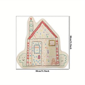 TEMU 인조 캐시미어 1개, 1000G, 10mm 두께, 50X50cm 침실 카펫, 미끄럼 방지 부드러운 푹신한 바닥 매트, 불규칙한 하우스 패턴, 거실, 침대 옆, 라운지, 옷장에 적합