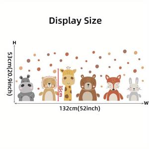 TEMU 기린, 곰, 사자, 여우와 물방울 무늬가 있는 자체 접착식 벽 스티커. 방 꾸미기 및 파티 배경에 완벽합니다.