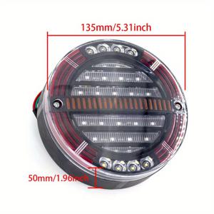 TEMU 트레일러용 5.3인치 원형 LED 테일 라이트 2개 세트. 라이트, 주간 주행등, 흐르는 방향 지시등이 특징이며 자동차, 트럭, 선박, 버스, 밴, 보트, 카라반에 적합하며 12V 및 24V 시스템과 호환됩니다.