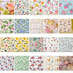 TEMU 데코파주, 칵테일 파티 및 생일에 적합한 아름다운 디자인의 20개 혼합 플로럴 냅킨 세트, 각 6.5인치