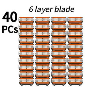 TEMU 40개입, 남성용 면도날 교체품, 6중날 안전 면도날, 잔여물 없이 부드럽고 편안한 면도감을 위한 재사용 가능한 면도날, 남성용 그루밍 도구