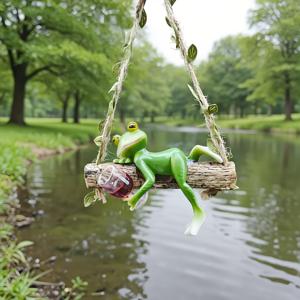TEMU 여우치기 달린 개구리 장식 정원 장식품