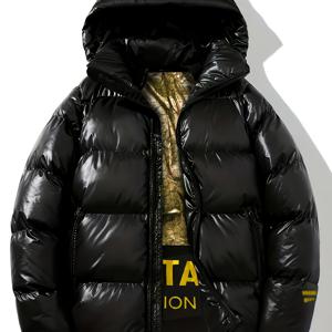 TEMU 블랙 골든 패딩 코트 - 신상 가을/겨울 루즈핏 도톰한 활용도 높은 캐주얼 스타일리시 아우터웨어