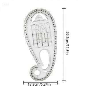 TEMU 전문 재단기 – 프렌치 커브, 어깨선 & 발 측정, 패션 , 재단사, 학생을 위한 정밀 재단 도구, 투명 아크릴 소재, 의류 핏, 디자인, 내구성 있는 구조, 재봉 용품