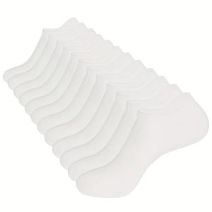 TEMU 남성용 대나무 깔창 양말 12켤레, 통기성 좋고 로우컷 디자인, 스니커즈 및 트레이너에 적합한 솔리드 블랙 앤 화이트 색상