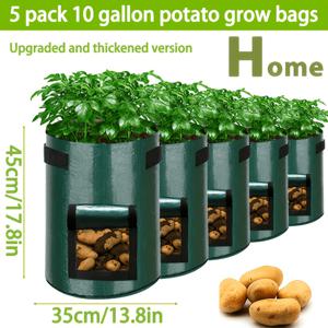 TEMU 감자 재배용 5팩 가방, 10갤런 7갤런 5갤런 사이즈 - 손잡이 있는 야외 화분, 감자 및 고구마 씨앗 재배용, 채소 정원 키트, 야외 식물 화분