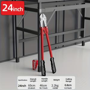 TEMU Delixi 전기 12/14/18/24인치 와이어 커터 | 크롬 바나듐 스틸 블레이드, 자물쇠, 체인, 리벳, 부드러운 금속 절단 가능 | 듀얼 소재 미끄럼 방지 핸들 | 산업 유지 보수를 위한 헤비 듀티 수동 플라이어