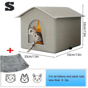 TEMU 방한 야외용 단열 고양이 침대, 양면 패드 포함, 알루미늄 호일 단열재, 길고양이 쉼터, 완전 밀폐형 세탁 가능 디자인, 여러 마리의 새끼 고양이에게 적합한 따뜻한 침대