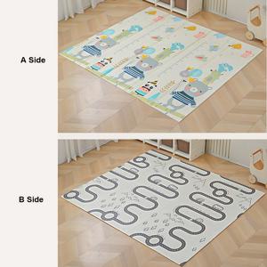 TEMU 배송, 접이식 아기 발 달리기 매트, 양면 프린트 놀이 매트, 특대형 XPE 폼 바닥 매트, 미끄럼 방지 표면, 휴대 가능 및 세척 용이, 실내 및 실외 사용에 적합