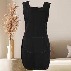 TEMU 전문가용 미용사 앞치마 - 주머니가 있는 블랙 조절식 허리밴드 앞치마, 미용실, 헤어커팅, 메이크업용 - 수공예 도구 및 액세서리, 매끄러운 질감의 표면