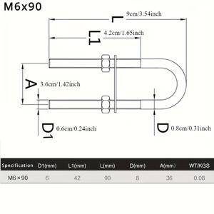 TEMU 스테인리스 스틸 U-볼트 키트 - 스턴 및 보우 아이 고정용 헤비듀티 U-볼트, 요트 트레일러 액세서리, 해양용 304 스테인리스 스틸 U-핀, 사이즈 6mm, 8mm