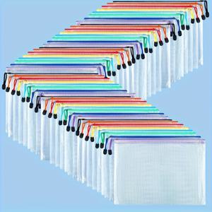 TEMU 48개입 A4 지퍼형 메쉬 문서 가방 - 학교, 사무실, 가정 정리용 지퍼 파일 폴더 - 증명서, 보고서, 사진, 영수증 보관용 파우치 (경제적)